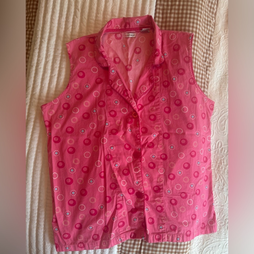 PJ Salvage Pink Patterned Pajama Set Top and Bermuda Bottoms XL